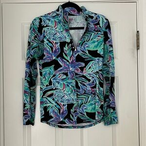 Tribal Black Multicolor Tropical Half-Zip Sweatshirt
